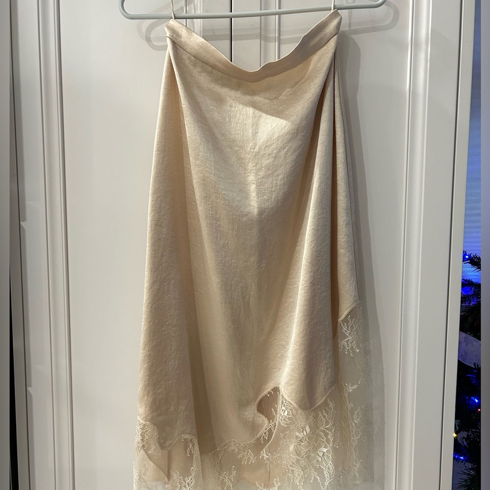 Elegant Aritizia Champagne color SILK lace skirt. NWOT